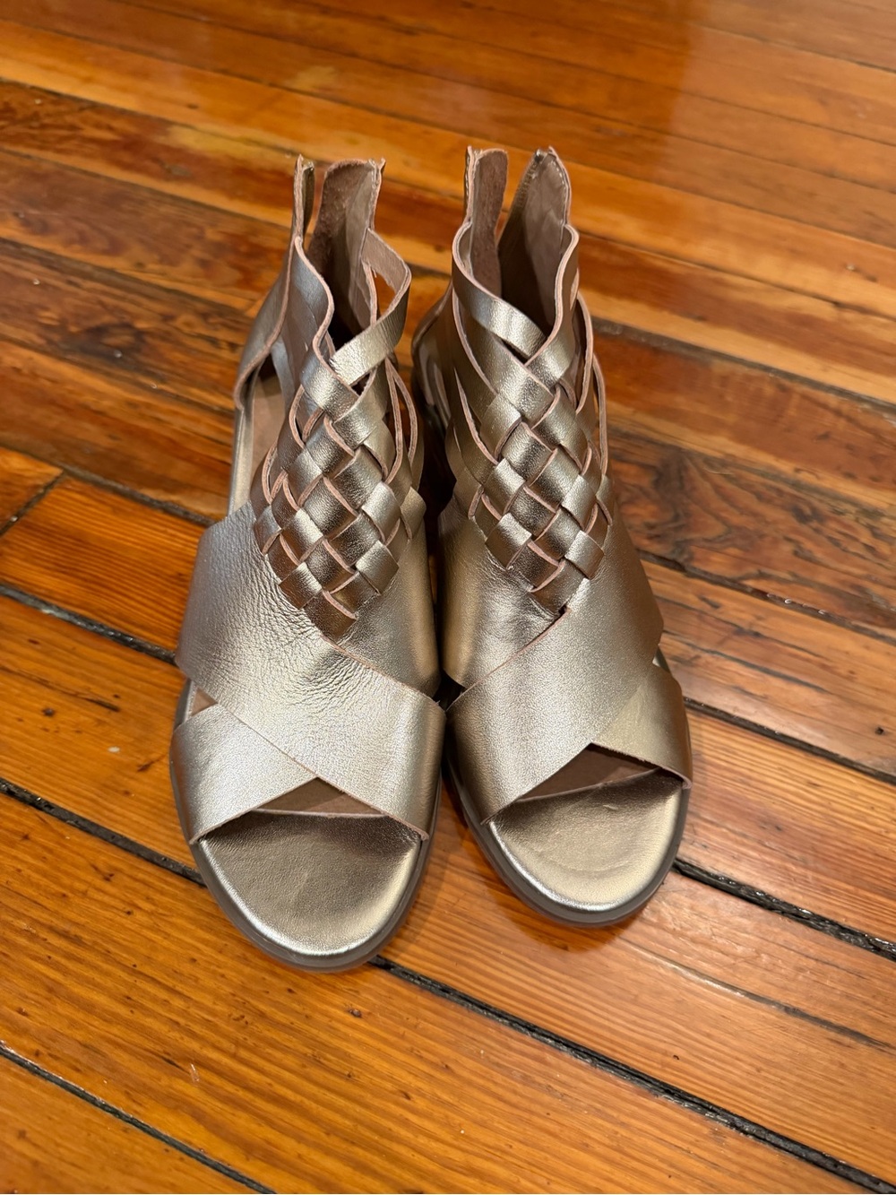 Antelope Metallic Bronze Woven Leather Sandals